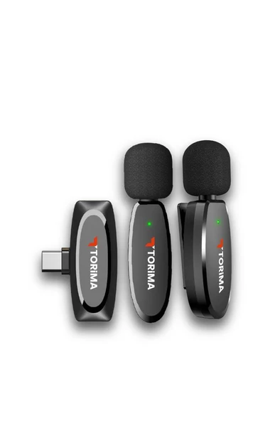 Torima WM-01 Siyah Type-C Uyumlu 360° Ses Algılama Özelikli Kablosuz Yaka Mikrofonu - Resim 4