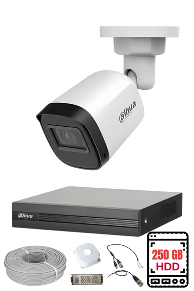 FURY DAHUA 1 Kameralı Gece Görüşlü Su Geçirmez FULL HD Güvenlik Kamerası Seti 250GB - Resim 2