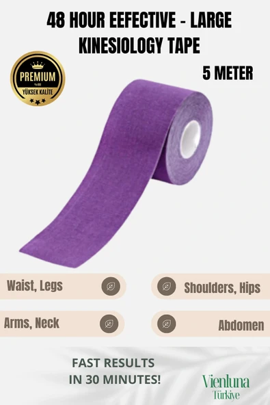 High Quality Waterproof Breathable Athletic Elastic Muscle Pain Kinesiology Tape Purple ürün görseli 1