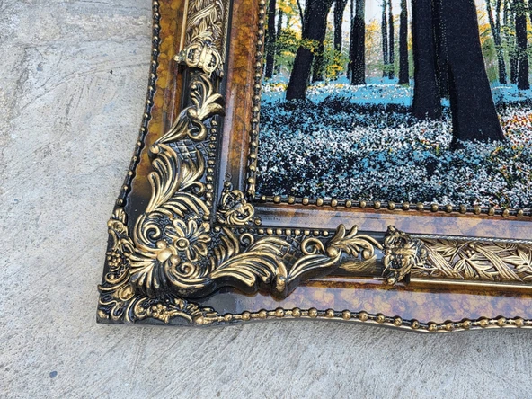 Güneşin Dokunuşu Adlı İran Tebriz Halı Tablo 123x75cm - Duvar Halı Kilim Tablo - Resim 7