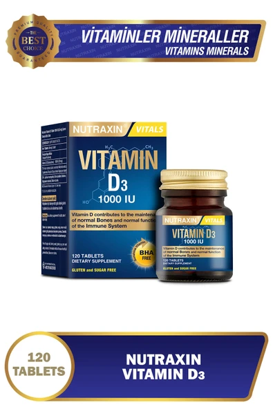 Nutraxin D3 Vitamini 120 Tablet - D3 ürün görseli