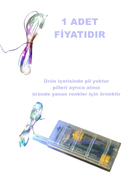 3mt Pilli Süsleme Ledi RGB Peri Led (3 Metrelik Karışık Renkli Piller Hariç) - Resim 2