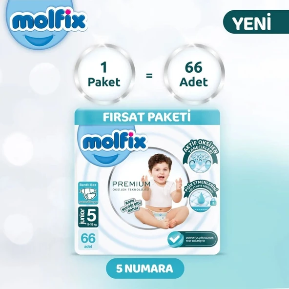 Molfix Premium Bebek Bezi Ultra Fırsat Paketi 5 Beden 11-18 Kg 66 Adet - Resim 6