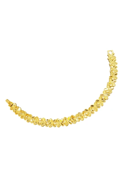 Altın Renk VIP Parlak Şık Dizme Çiçek Motifli 316L Çelik Kadın Bileklik | Parlak ve Şık Hediye ürün görseli 1