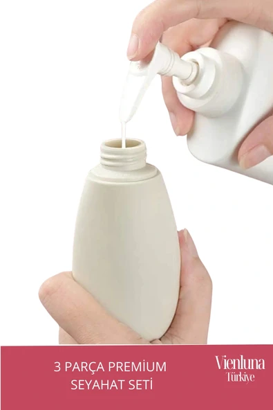 Premium Ürün Özel Çantalı Taşınabilir Tatil Seyahat Plaj Deniz Makyaj Krem Sprey Banyo Seti 3 Parça - Resim 2