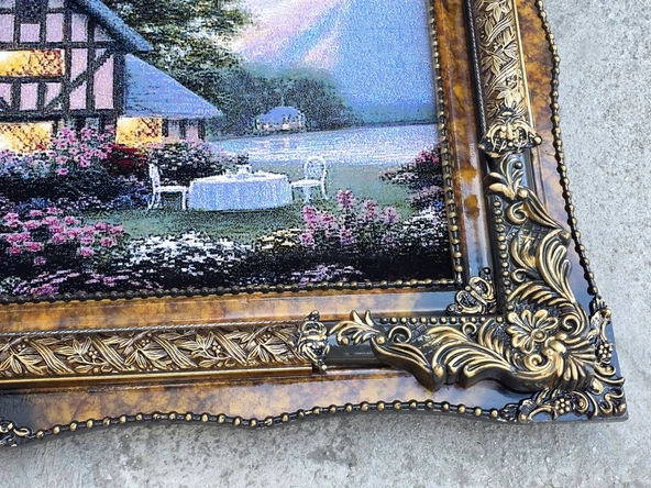 Hobbit Evi Adlı İran Tebriz Halı Tablo 123x75cm - Duvar Halı Kilim Tablo - Resim 6