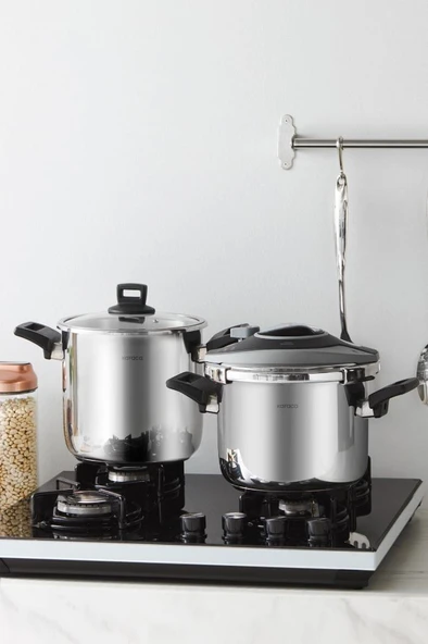 Breve Indüksiyon Tabanlı Düdüklü Tencere Seti 6 8 Lt ürün görseli