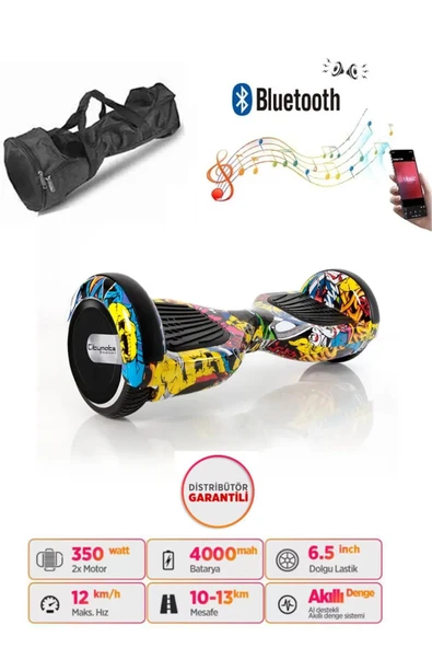 Elektrikli Kaykay Scooter Akıllı Denge Hoverboard + HoverKart + Çanta FULL LEDLİ EXTREM PAKET D01 - 2