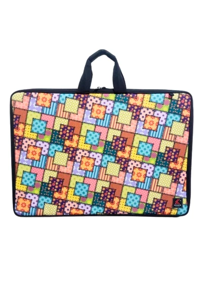 askılı, fermuarlı 35x50 resim çantası su geçirmez ketenli kumaş 35x50 proje çantası ekoseli ürün görseli 1