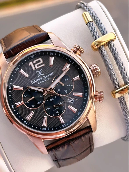 Daniel Klein Deri Kordon İç Kadran Fonksiyonları Aktif 3 Atm Suya Dayanıklı Erkek Kol Saati E14063-4 ürün görseli
