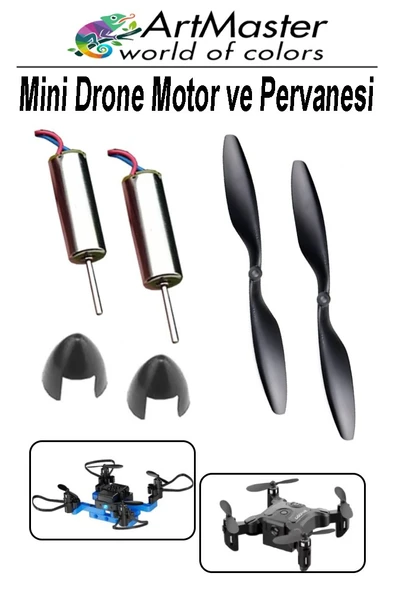 Mini Drone Motor Ve Pervanesi 2 Adet Dc Motor Yüksek Hızlı Çekirdeksiz Pervane Kanatı Helikopter Uçak Drone Deney Okul ürün görseli