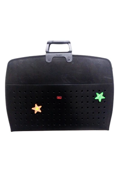 fermuarlı 35x50 resim çantası, proje çantası delikli model  su geçirmez  (38x55 cm) siyah ürün görseli