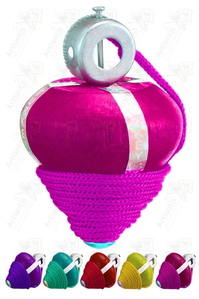 Ahşap Topaç 10 Adet Renkli Kaliteli Ahşap Topaç İpli Dönene Zilli Ağaç Topaç Nostaljik Oyuncak Geleneksel Okul Öncesi - 7