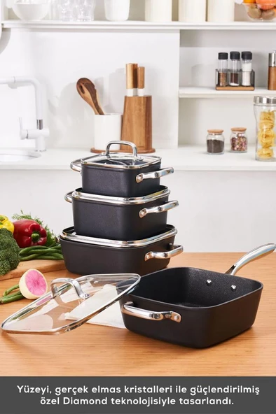 Biodiamond Quattro İndüksiyon Tabanlı 8 Parça Tencere Seti - 6