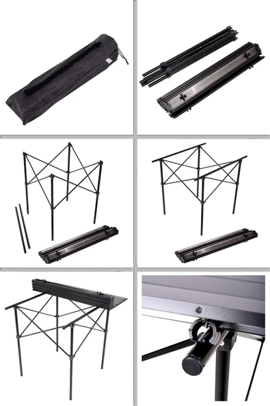Exent Katlanır Kamp Masası, Suya Yağmura Dayanıklı Piknik Masası, Taşıma Çantalı - 70 cm - Resim 3