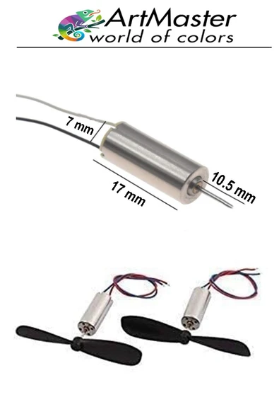 Mini Drone Motor Ve Pervanesi 2 Adet Dc Motor Yüksek Hızlı Çekirdeksiz Pervane Kanatı Helikopter Uçak Drone Deney Okul - Resim 4