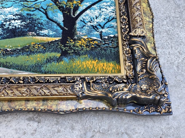 Pembe Yol Adlı İran Tebriz Halı Tablo 123x75cm - Duvar Halı Kilim Tablo - Resim 6