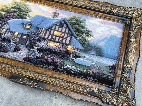 Hobbit Evi Adlı İran Tebriz Halı Tablo 123x75cm - Duvar Halı Kilim Tablo - Resim 5