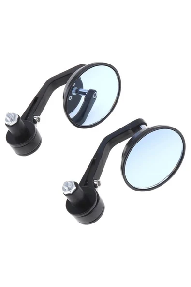 Modifiye Gidon Bağlantılı Oval Ayna Tk Siyah Cafe Racer ürün görseli 1