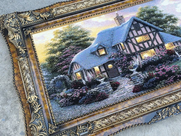 Hobbit Evi Adlı İran Tebriz Halı Tablo 123x75cm - Duvar Halı Kilim Tablo - Resim 4