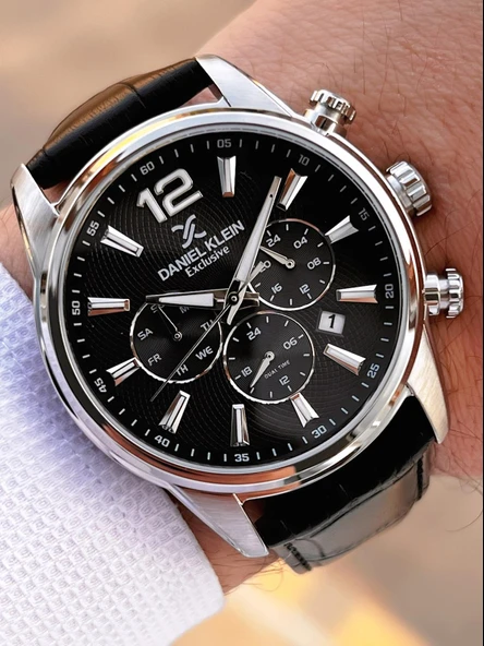 Daniel Klein Deri Kordon İç Kadran Fonksiyonları Aktif 3 Atm Suya Dayanıklı Erkek Kol Saati E14063-1 - Resim 2