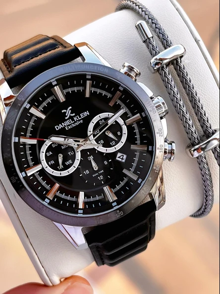 Daniel Klein Deri Kordon İç Kadran Fonksiyonları Aktif 3 Atm Suya Dayanıklı Erkek Kol Saati E14006-1 ürün görseli