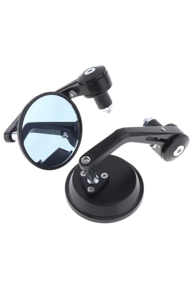 Modifiye Gidon Bağlantılı Oval Ayna Tk Siyah Cafe Racer - Resim 2