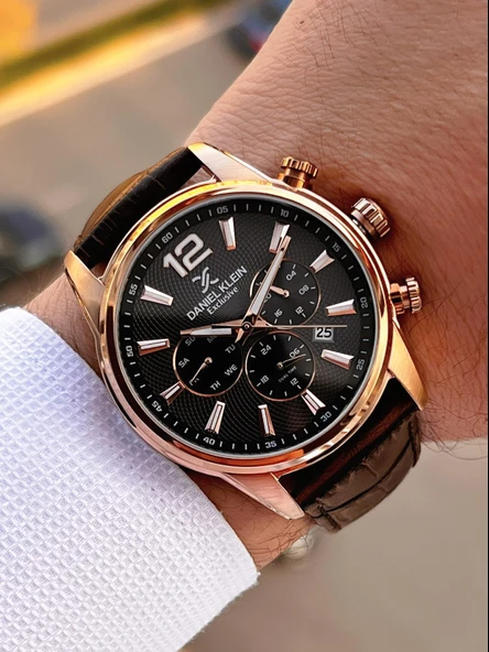 Daniel Klein Deri Kordon İç Kadran Fonksiyonları Aktif 3 Atm Suya Dayanıklı Erkek Kol Saati E14063-4 - Resim 3