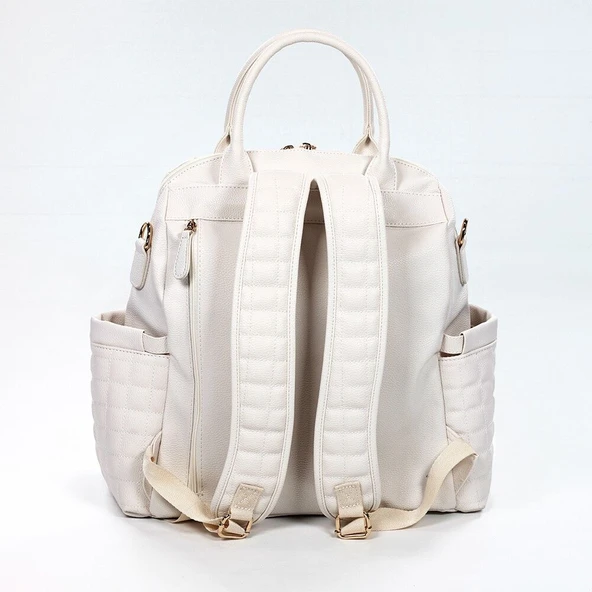 M&Y Kitty Deri Anne Bebek Bakım Sırt Çantası 7271 Krem - Resim 2