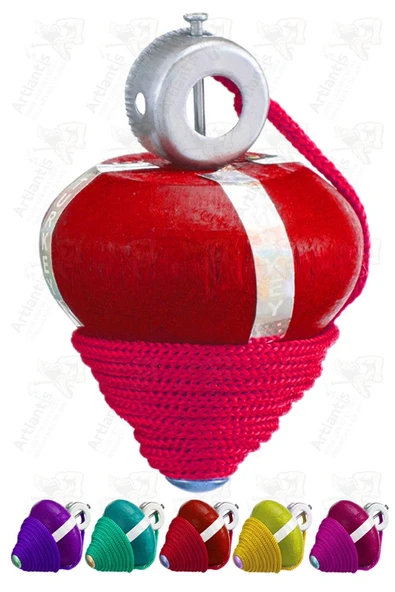 Ahşap Topaç 10 Adet Renkli Kaliteli Ahşap Topaç İpli Dönene Zilli Ağaç Topaç Nostaljik Oyuncak Geleneksel Okul Öncesi - 4