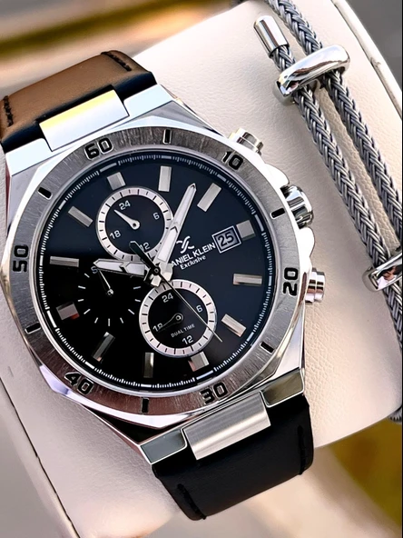 Daniel Klein Deri Kordon İç Kadran Fonksiyonları Aktif 3 Atm Suya Dayanıklı Erkek Kol Saati E140003-1 ürün görseli