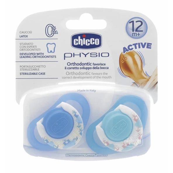 Chicco 2 li Physio Kauçuk Emzik 12 ay+ Erkek ürün görseli