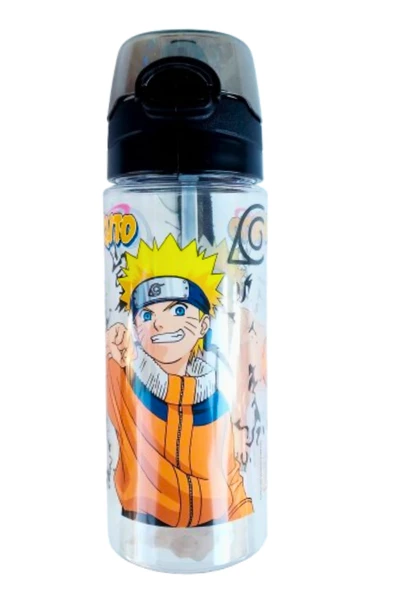 500 ml naruto lu suluk matara  kalın pipetli siyah 1 adet ürün görseli 1