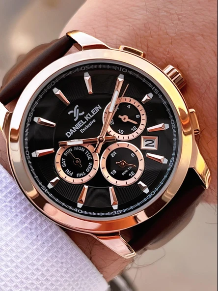 Daniel Klein Deri Kordon İç Kadran Fonksiyonları Aktif 3 Atm Suya Dayanıklı Erkek Kol Saati E140032-5 - Resim 2