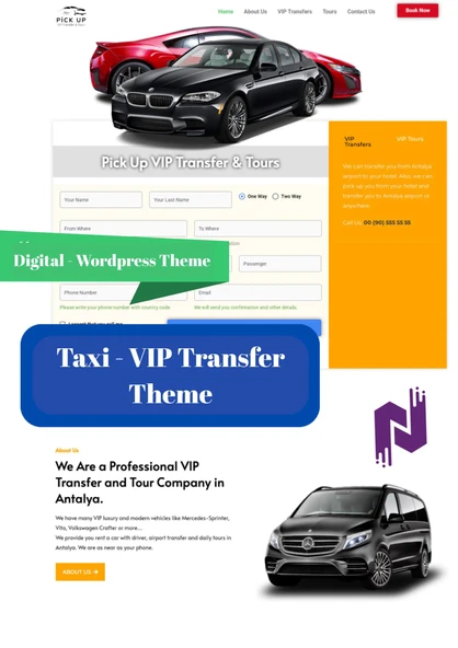 VIP Transfer & Tur WordPress Teması - Havalimanı Transferi Hazır Site Teması ürün görseli 1