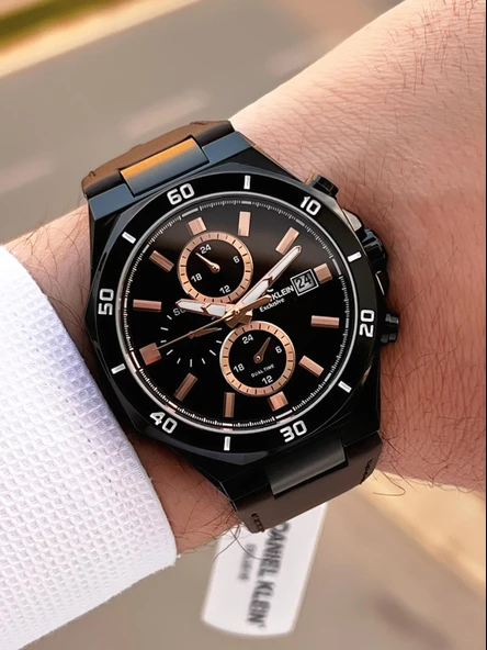 Daniel Klein Deri Kordon İç Kadran Fonksiyonları Aktif 3 Atm Suya Dayanıklı Erkek Kol Saati E140003-1 - Resim 3