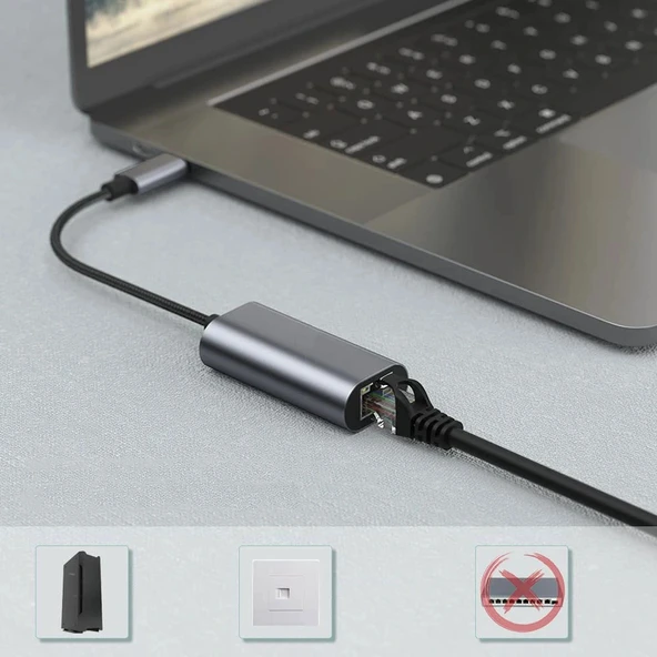 Zore QG03 USB-A to RJ45 USB3.0 Ethernet Dönüştürücü Kablo 1000Mbps 22cm - Resim 5