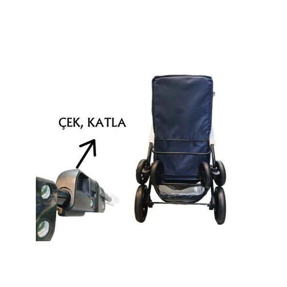 Tommy Evcil Hayvan Arabası 74,5x46,5x97,5cm Lacivert Max 15kg - Resim 4