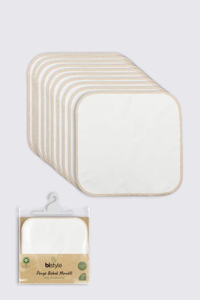 Bistyle Organik 20x20 10'Lu Penye Mendil 90102 Ekru
