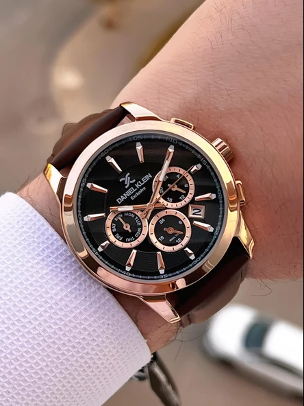 Daniel Klein Deri Kordon İç Kadran Fonksiyonları Aktif 3 Atm Suya Dayanıklı Erkek Kol Saati E140032-5 - Resim 3