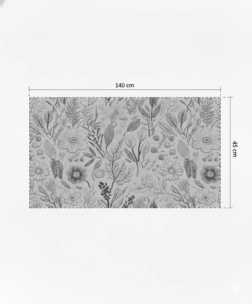 Sonbahar Çiçekleri Desenli Dijital Baskılı Runner 140 cm x 45 cm - Resim 5