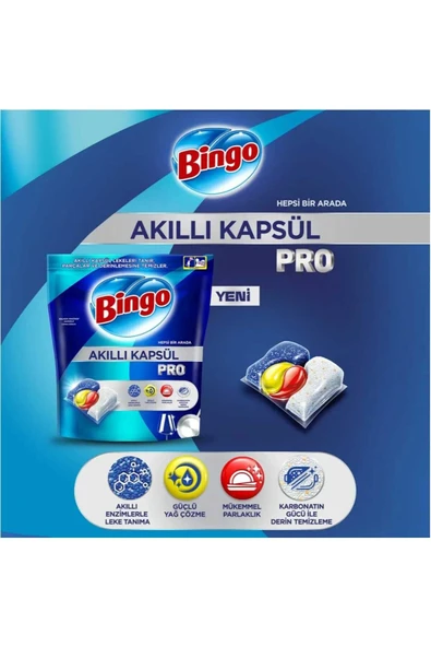 Bingo Akıllı Kapsül Pro Bulaşık Makinesi Deterjanı+Bingo Dinamik Parlatıcı Makine Parlatıcı 400 ml+Bingo Sıvı Bulaşık Deterjanı 1500 ml Limon - Resim 2