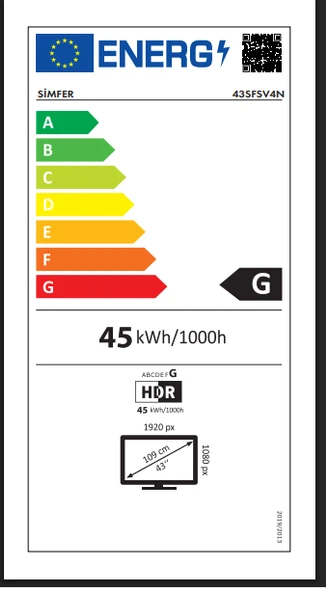 Simfer 43SFS4N 43" 109 Ekran Dahili Uydu Alıcılı Full HD LED TV - Resim 6