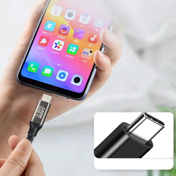 Zore QG02 Type-C to Type-C PD3.1 Data Kablosu 240W 480Mbps 1.5 Metre - Resim 10