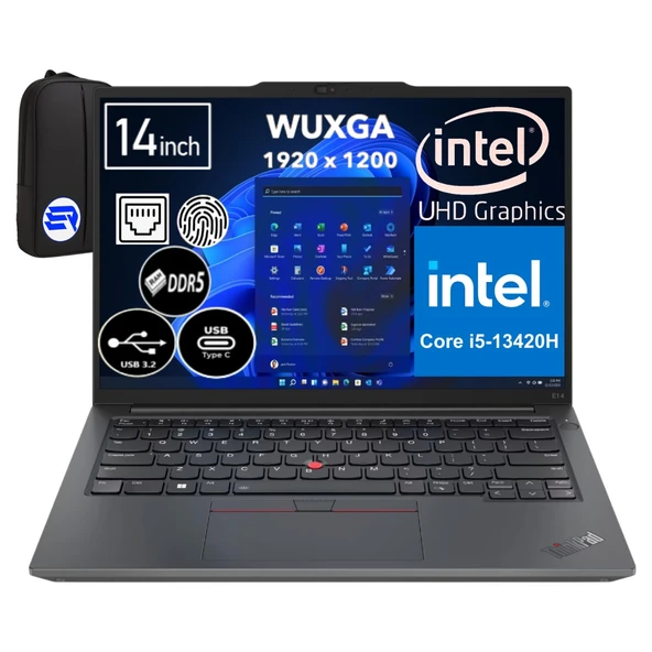 Lenovo Thinkpad E14 Gen 5 21JK00KTTXEP4 I5-13420H 24GB Ram 1tb SSD UHD Graphics 14" Wuxga + Elektropasaj Çanta ürün görseli 1