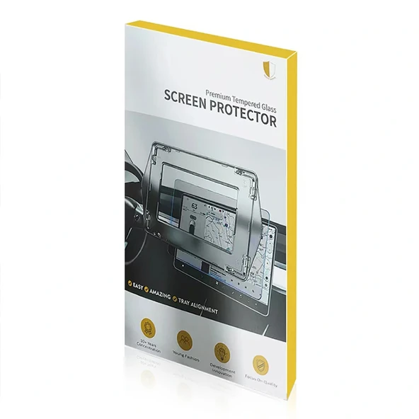 Tesla Yeni Model Y 2in1 Araç Multimedya Ekran Koruyucu Uygulama Aparatlı Zore Premium Temperli Cam Ekran Koruyucu - Resim 7