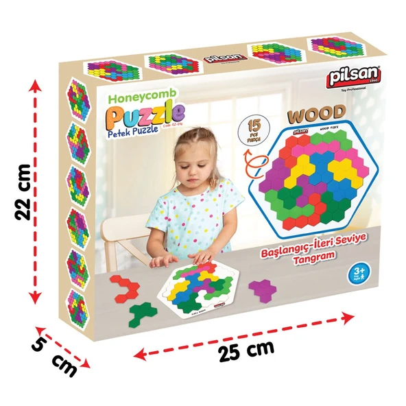 PİLSAN  DESEN KARTLI AHŞAP PETEK PUZZLE 15 PARÇA - Resim 4