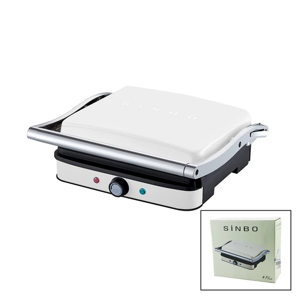 BEYAZ IZGARA VE TOST MAKİNESİ AYARLANABİLİR ISI 180 DERECE AÇILABİLİR ÜST GÖVDE SSM-2571 (5314)