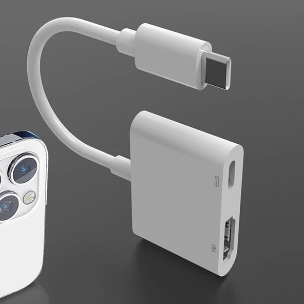 Zore Type-C to Type-C PD100W + HDMI 4K@30Hz 2in1 Adaptör - Resim 9