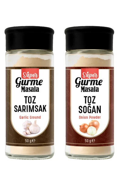 Sarımsak ve Soğan Tozu Seti 2x50 gr – Cam Ambalaj – Tuzluklu Kapak ürün görseli